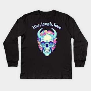 Live, Laugh, Love - Horned Skull Design Kids Long Sleeve T-Shirt